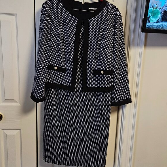 Karl Lagerfeld for Long Tall Sally Navy & Black Knit Dress - Picture 1 of 6